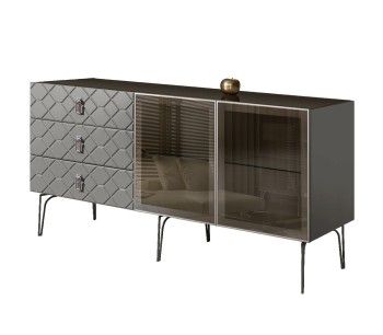 м. Марьина Роща - Комод 1.6м Bogemia Farfalle (Серый) (Lakobel/Хром) БМКМ-4(Fa)[5]