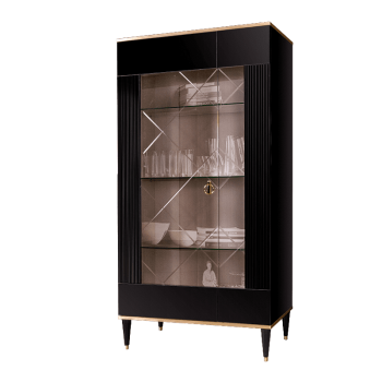 Витрина 2-ств. Римини СОЛО (Черный/Золото) (Левая) РМВ2-2С(s)