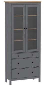 САГА шкаф с витриной 90 серый/ясень
