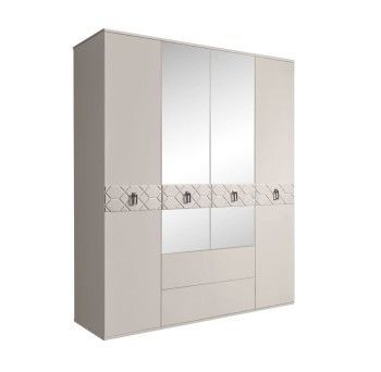 Шкаф 4-х дверный с зеркалами, с ящиками, Bogemia Farfalle (Шелк/Хром) БМШ1/41(Fa)