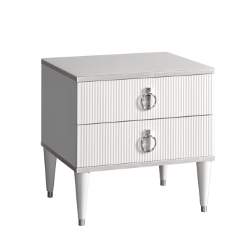 Тумба прикроватная 2 ящика Римини СОЛО (Белый/Серебро) РМТП-2(s)