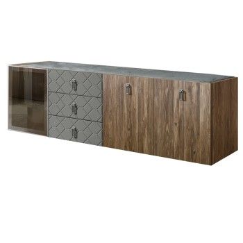 Комод 2.1м Bogemia Woodline Fly Wood Fa (Серый) (Novabuk/Хром) БМКМ-5[4]