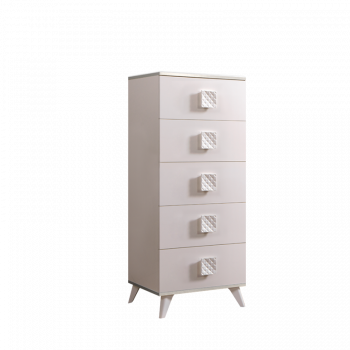 Комод узкий Диора слоновая кость/серебро ДКМ-2