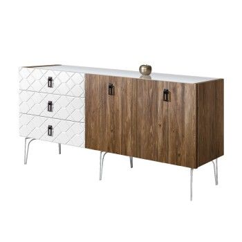 Комод 1.6м Bogemia Woodline Wood Fa (Белый) (Lakobel/Черный) БМКМ-4