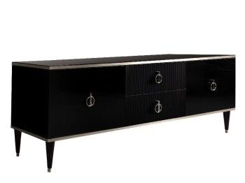 Тумба под телевизор Римини СОЛО (Черный/Серебро) РМТ-3(s)