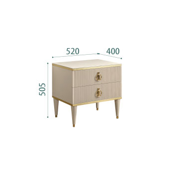 Тумба прикроватная 2 ящика Римини СОЛО (Ваниль/Золото) РМТП-2(s)