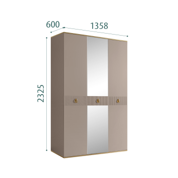 Шкаф 3-х дверный с зеркалом Римини СОЛО (Мокка/Золото) РМШ1/3(s)