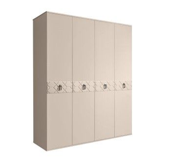 Шкаф 4-х дв. Bogemia Farfalle (Ваниль/Хром) БМШ2/4(Fa)