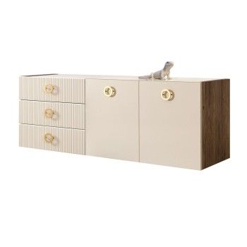 Комод 1.6м Bogemia Woodline Fly Fi (Слоновая кость) (Lakobel/Золото) БМКМ-4