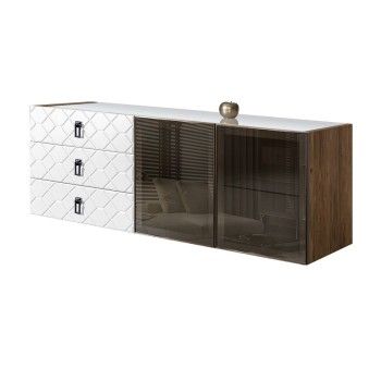 Комод 1.6м Bogemia Woodline Fly Fa (Белый) (Lakobel/Черный) БМКМ-4[5]