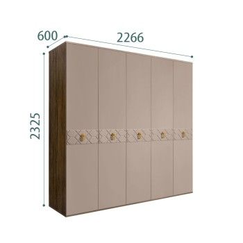 Шкаф 5-ти дв. Bogemia Woodline Wood Fi (Мокка/Хром) БМШ2/5(Wo)