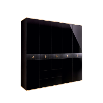 Шкаф 5-ти дверный с ящиками Римини СОЛО (Черный/Золото) РМШ2/51(s)