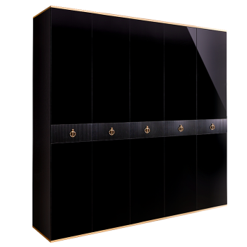 Шкаф 5-ти дверный Римини СОЛО (Черный/Золото) РМШ2/5(s)