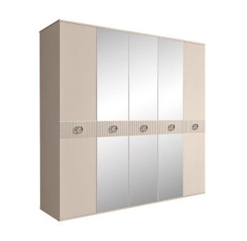 Шкаф 5-ти дв. с зеркалами Bogemia Fillini (Ваниль/Хром) БМШ1/5(Fi)