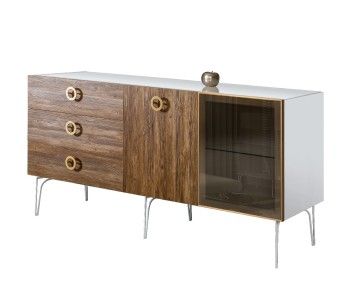 Комод 1.6м Bogemia Wood Fi (Белый) (Lakobel/Золото) БМКМ-4(Wo)[5][10]