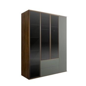 Шкаф 4-х дв. с ящиками Bogemia Woodline Air (Серый/Золото) БМШ2/42(3)