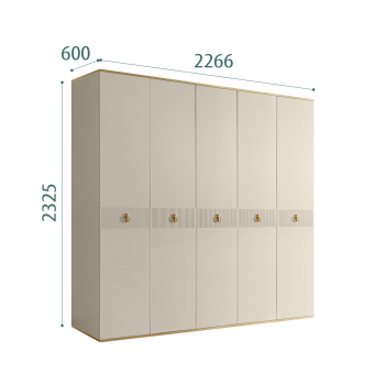 Шкаф 5-ти дверный Римини СОЛО (Ваниль/Золото) РМШ2/5(s)