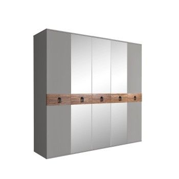 Шкаф 5-ти дв. с зеркалами Bogemia Wood Fa (Серый/Черный) БМШ1/5(Wo)