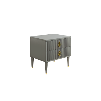Тумба прикроватная 2 ящика Римини СОЛО (Серый/Золото) РМТП-2(s)
