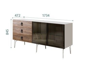 Комод 1.6м Bogemia Wood Fa (Шелк) (Novabuk/Черный) БМКМ-4(Wo)[5]