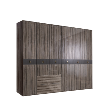 Шкаф 6-ти дверный с ящиками Римини СОЛО (Орех империя/Золото) РМШ2/61(s)