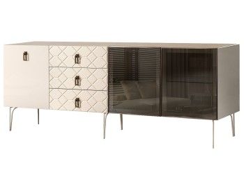 Комод 2.1м Bogemia Farfalle (Слоновая кость) (Novabuk/Черный) БМКМ-5(Fa)[5][10]