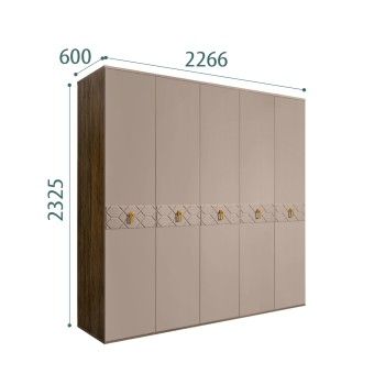 Шкаф 5-ти дв. Bogemia Woodline Fa (Мокка/Золото) БМШ2/5(Fa)