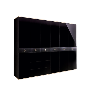 Шкаф 6-ти дверный с ящиками Римини СОЛО (Черный/Серебро) РМШ2/61(s)