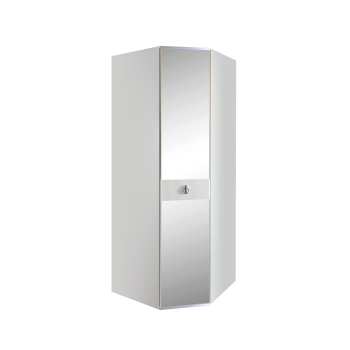 Шкаф угловой с зеркалом Римини СОЛО (Белый/Серебро) РМШУ1/1(s)