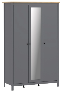 САГА шкаф 3 двери с зеркалом серый/ясень