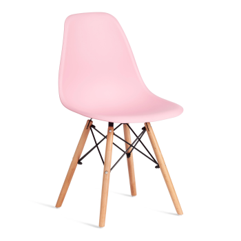 Стул CINDY (EAMES) (mod. 1801), дерево бук/металл/сиденье пластик, 45x51x82 см, Light pink (светло-розовый)