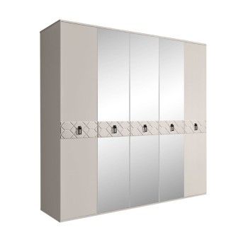 Шкаф 5-ти дв. с зеркалами Bogemia Farfalle (Шелк/Черный) БМШ1/5(Fa)