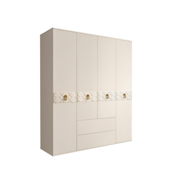 Шкаф 4-х дверный с ящиками, Bogemia Farfalle (Слоновая кость/Золото) БМШ2/41(Fa)