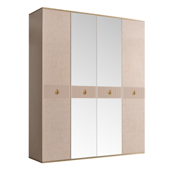 Шкаф 4-х дверный с зеркалом Римини СОЛО (Латте/Золото) РМШ1/4(s)