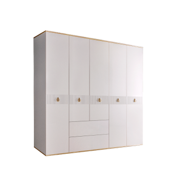 Шкаф 5-ти дверный с ящиками Римини СОЛО (Белый/Золото) РМШ2/51(s)