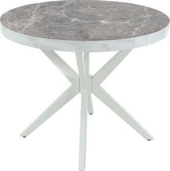 Стол раздвижной Оскар D95 Glass фотопечать (Цвет стекла: Мрамор №5 /цвет дерева: Тон 9 (эмаль белая))