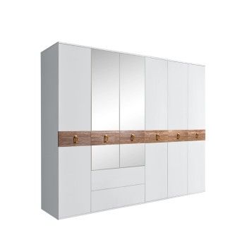Шкаф 6-ти дверный с зеркалами, с ящиками, Bogemia Wood Fa (Белый/Золото) БМШ1/61(Wo)