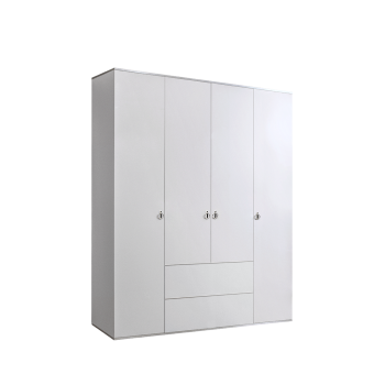 Шкаф 4-х дверный с ящиками Римини (Белый/Серебро) РМШ2/41
