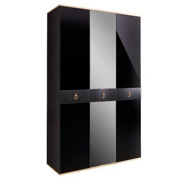 Шкаф 3-х дверный с зеркалом Римини СОЛО (Черный/Золото) РМШ1/3(s)