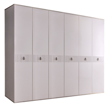 Шкаф 6-ти дверный Римини СОЛО (Белый/Серебро) РМШ2/6(s)