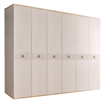 Шкаф 6-ти дверный Римини СОЛО (Слоновая кость/Золото) РМШ2/6(s)