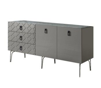 Комод 1.6м Bogemia Farfalle (Серый) (Novabuk/Черный) БМКМ-4(Fa)