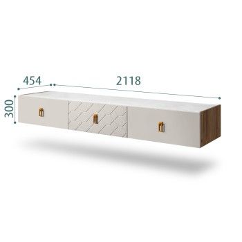 Тумба телевизионная 2.1м Bogemia Woodline Fly Fa (Шелк) (Novabuk/Золото) БМТ-2[10]