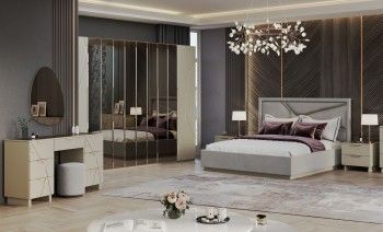 Спальня Лейла 4-дверная светло серый камень