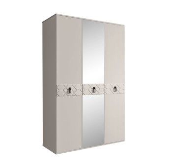 Шкаф 3-х дверный с зеркалом Bogemia Farfalle (Шелк/Черный) БМШ1/3(Fa)