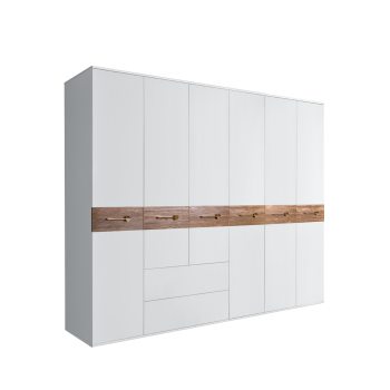 Шкаф 6-ти дверный с ящиками, Bogemia Wood Wo (Белый/Золото) БМШ2/61(Wo)