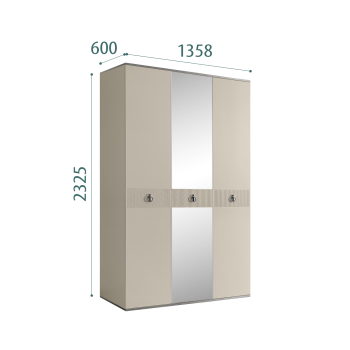 Шкаф 3-х дверный с зеркалом Римини СОЛО (Ваниль/Серебро) РМШ1/3(s) - Выставка м. Марьина роща