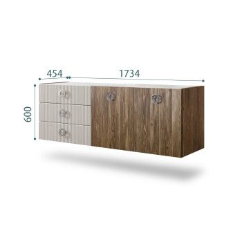 Комод 1.6м Bogemia Woodline Fly Wood Fi (Шелк) (Novabuk/Хром) БМКМ-4