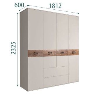 Шкаф 4-х дверный с ящиками, Bogemia Wood Fi (Шелк/Хром) БМШ2/41(Wo)