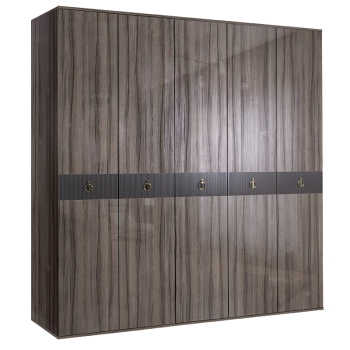 Шкаф 5-ти дверный Римини СОЛО (Орех империя/Золото) РМШ2/5(s)